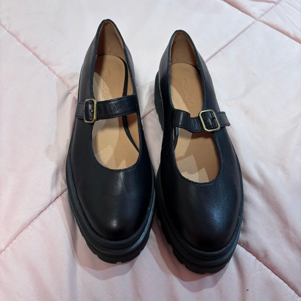 Madewell The Freya Platform Lugsole Mary Jane shoes Black  Sz 8